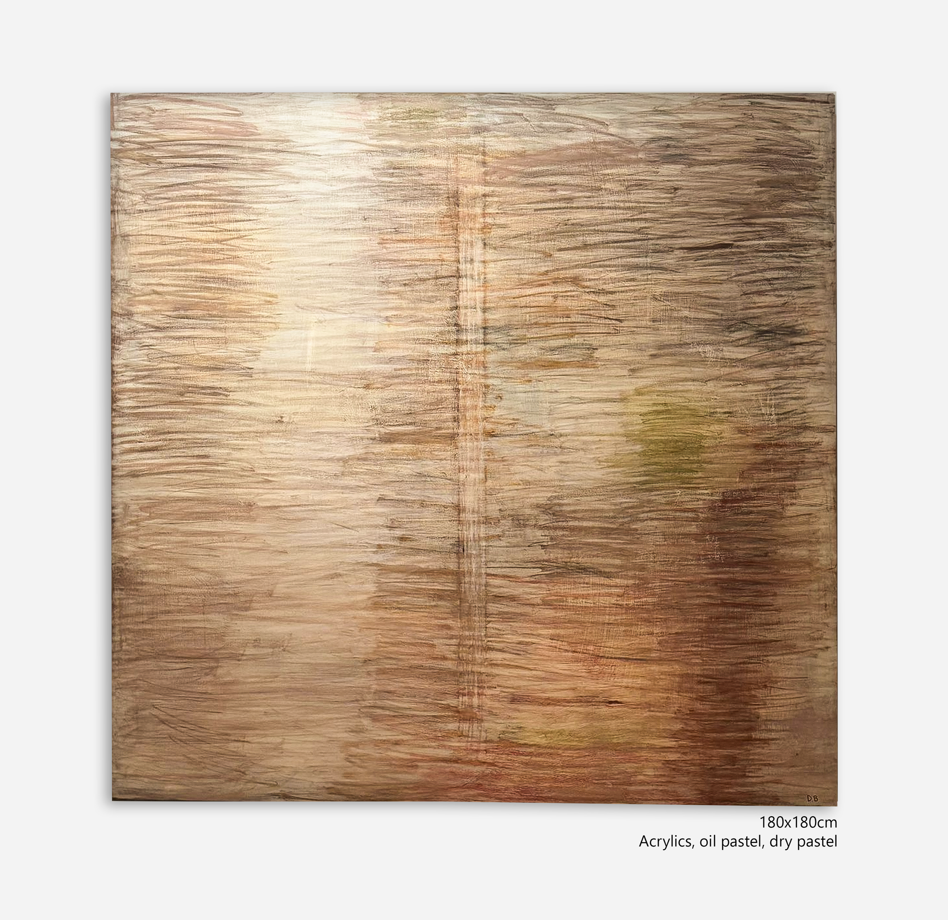 Abstract art piece with wavy brown and beige patterns on a white background
